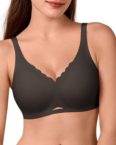 SHARICCA Womens Seamless Bras No Underwire Jelly Comfortable Supportive Full Coverage T Shirt Scalloped Everyday Bras in Kuwait