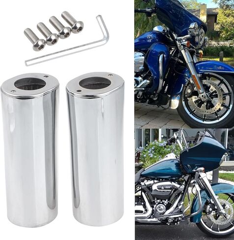 EXTENDED 2" Plus Two Inches Upper Fork Slider Covers For Harley Touring Street Glide Road King Softail Fat Boy Heritage Slim 1997-2013，Black in Saudi Arabia