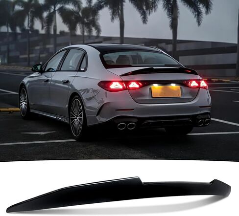 جناح سبويلر خلفي مناسب لسيارة Mercedes E-Class E300/ E350/ E400/ E450/ W213 سيدان ذات 4 أبواب 2017-2023 ملحقات خارجية للشفاه باللون الأسود اللامع in Saudi Arabia