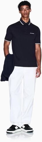 Armani Exchange Mens Small Text Logo Pique Polo in Saudi Arabia