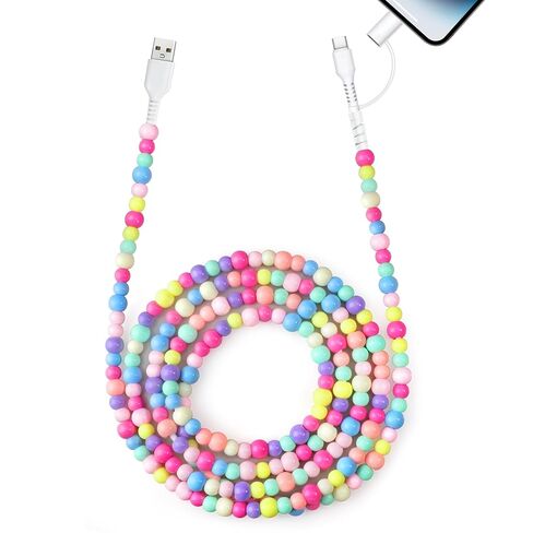 Aolcev USB C Cable 66W 2 in 1 Multi USB to USB C Charger Cord for iPhone 17 16 15 Pro Max 4.9FT Beaded Type C Fast Charging Cable for iPhone Charger for iPhone 14 13 12 Pro Max Galaxy S25 iPad Colored in Saudi Arabia