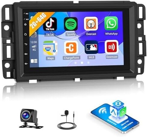 for Chevy Silverado Chevrolet 2007-2013 GMC Sierra Yukon Buick Enclave Android Car Stereo Radio Wireless CarPlay Android Auto 7 Inch Touch Screen GPS WiFi Bluetooth SWC+ Backup Camera in Saudi Arabia