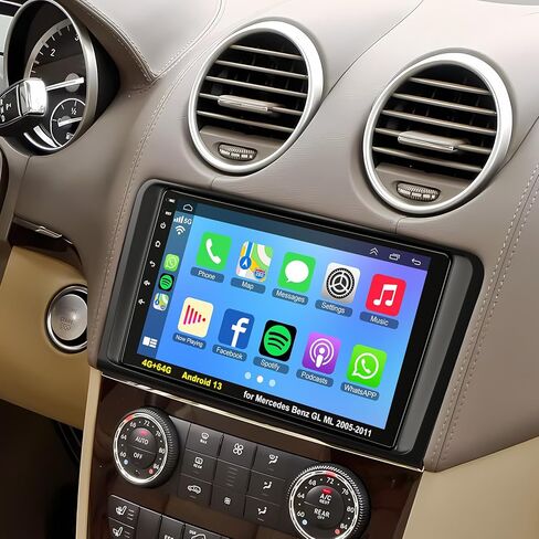GPS Navi Car Radio for Mercedes Benz GL ML Class W164 X164 ML350 ML500 ML280 GL320 GL350 GL450 2005-2011, Support Wireless Carplay/Android Auto, 9" Android 13 IPS Touch Screen Stereo,Backup Camera in Saudi Arabia