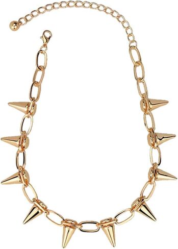 Silver Punk Spiked Chokers Necklaces Rivet Goth Necklaces Chokers with Spikes and Chain Streetwear jewelry Hard Rock Style Men Women Party Night Club Costume Accessories (Style1) in Kuwait