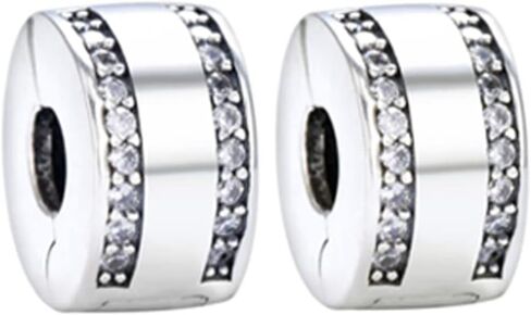 2pc Clip Spacer Charm Bracelets for Women 925 Sterling Silver Blue White Crystal Charm Clip Lock Spacer Stopper Charm Bead for Bracelet (Flower -1pc) in Saudi Arabia