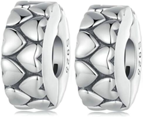 2pc Clip Spacer Charm Bracelets for Women 925 Sterling Silver Blue White Crystal Charm Clip Lock Spacer Stopper Charm Bead for Bracelet (Flower -1pc) in Saudi Arabia