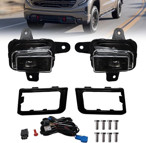 LED Fog Lights Compatible With 2016 2017 2018 GMC Sierra 1500 Front Bumper Lights Driving Fog Lamps w/Harness and Switch Clear lenses Left Driver and Right Passenger Side in Saudi Arabia