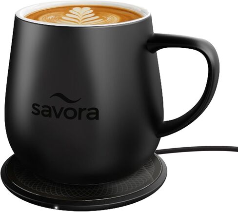 12oz Heated Coffee Mug | Barista’s Choice | Exclusive Wireless IntelliHeat Pad | Temperature Control Maintains 135°F | Hand-Crafted Ceramic Mug & Lid | Great for Tea Drinkers | Backed for Life - Blue in Saudi Arabia