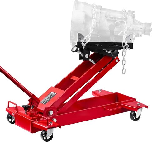 VEVOR Adjustable Floor Transmission Jack 1000 LBS Low Profile Hydraulic Transmission Telescoping Heavy-Duty Lift Jack 6.3-25.2 in Lifting Height, 360° Swivel Front Wheels in Saudi Arabia