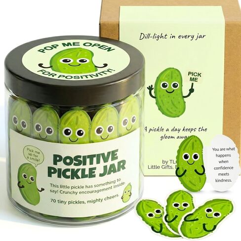 Positive Pickle Affirmation Jar, 70 Uplifting Affirmation Cards, Emotional Support Pickle, Gift for Women, Men, Teens Birthday, Back to School Gifts for Students,Teen Girl Gifts Trendy Stuff in Kuwait