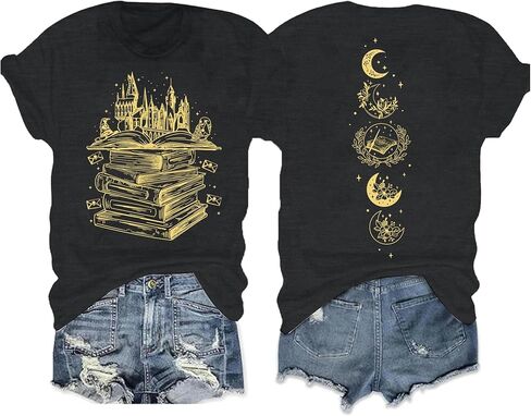 Flourish and Blotts Shirt Book Graphic Tees for Women Magical Wizard Costume Tops in Kuwait
