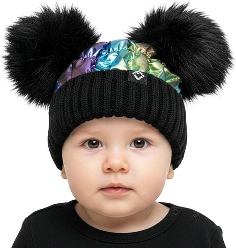 Funky Junque Infant Beanie Baby Girl Boy Winter Hats Puffer Faux Fur Double Pom Pom Cute Warm Caps in Saudi Arabia