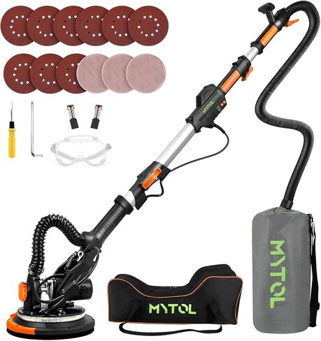 Sander Drywall Sander ، Mytol 7.2A صنفرة جدار كهربائي مع مجموعة من الغبار الفراغ ، 6 سرعات قابلة للتعديل 900-1800 دورة في الدقيقة ، مصباح LED ، مقبض قابل للتمديد ، Sanders الكهربائي القابل للطي Drywall Sanders 12 مساءً in Kuwait