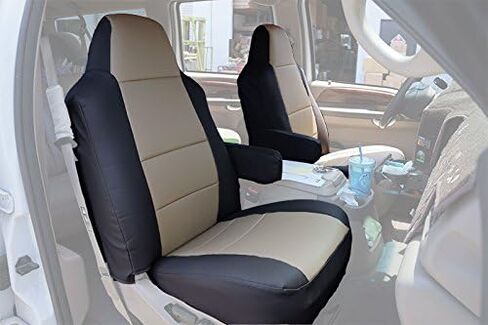 Iggee Grey Artificial Leather Custom Made Original fit Front seat Covers & 2 Armrest Covers Designed for 2000-2005 Ford Excursion in Kuwait