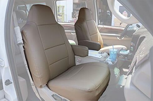 Iggee Grey Artificial Leather Custom Made Original fit Front seat Covers & 2 Armrest Covers Designed for 2000-2005 Ford Excursion in Kuwait
