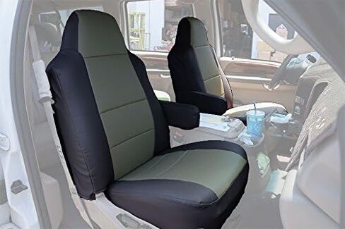 Iggee Grey Artificial Leather Custom Made Original fit Front seat Covers & 2 Armrest Covers Designed for 2000-2005 Ford Excursion in Kuwait