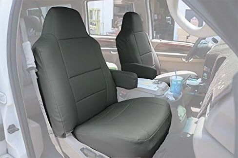 Iggee Grey Artificial Leather Custom Made Original fit Front seat Covers & 2 Armrest Covers Designed for 2000-2005 Ford Excursion in Kuwait