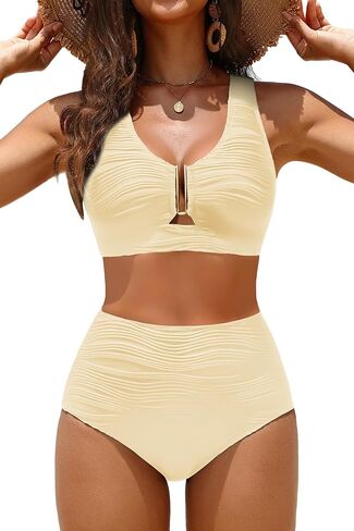 Aqua Eve Women High Waisted Bikini Sets - Tummy Control U-Wire Cutout Swimsuits Two Piece Bathing Suits 2025 Swimwear in Saudi Arabia