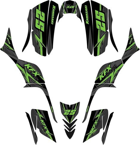 مجموعة الرسومات لـ Kawasaki KFX 700 (2004-2009) سلسلة Red 21 Mil- atv Custom Racing Conglicers Kits ، No-Plastics in Kuwait
