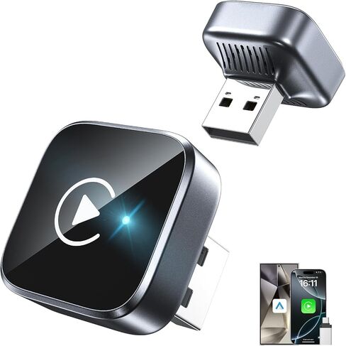 محول CarPlay لاسلكي 2 في 1 يدعم Apple CarPlay وAndroid Auto، بلوتوث صغير USB A وUSB C Dongle تحويل سلكي إلى لاسلكي متوافق مع iPhone وAndroid in Kuwait