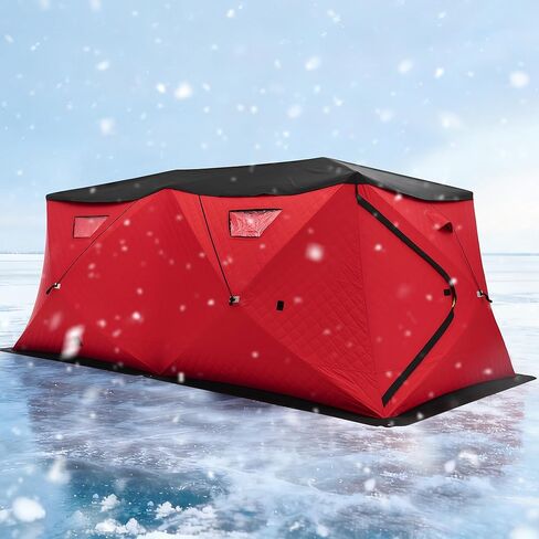 Albott Insulated Pop-Up Ice Fishing Tent, 3-4 Person Ice Shanty with Oxford Fabric, Waterproof Rain Cover, Chimney Vent, Anchors, Ropes, Carry Bag, Large Fishing Area in Saudi Arabia