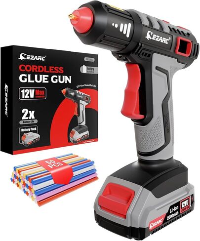 EZARC Cordless Hot Glue Gun, 15s Fast Heating 12V Mini Glue Gun for DIY Crafts, Home Repairs, School Projects, Decorations, with 50 Glue Sticks (30 Clear & 20 Colored) in Saudi Arabia