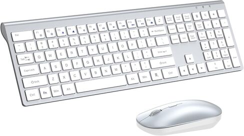 Wireless Keyboard and Mouse Combo, Full Size Keyboard and Mouse, Long Battery Life, Optical Mouse, 2.4G Lag-Free Cordless Mice Keyboard Set Ultra Slim Design for Computer, Laptop, PC, Mac, Windows in Saudi Arabia