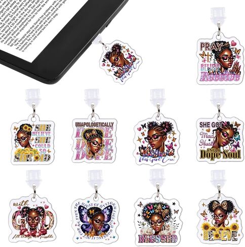 Dust Plug Charm for Kindle - 9 Pack Dust Plug Compatible with Type C/USB C Charging Port Pendant Plug Cover for Phone E-Reader Book Lover Gifts Dust Plug Accessories for Women Men in Saudi Arabia