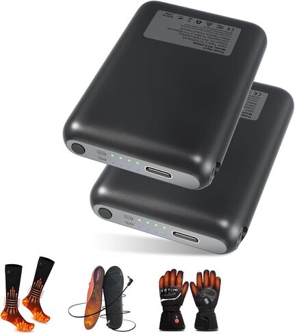 حزمة بطارية قفازات ساخنة RTDEP 5 فولت 6000 مللي أمبير في الساعة، 4 مستويات تسخين، بطاريات للجوارب الساخنة، النعال، مخرج تيار مستمر، بطارية قابلة لإعادة الشحن للنعال الحرارية - زوج واحد in Kuwait