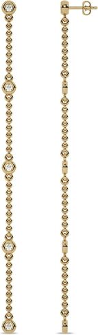 Lab Grown Station Diamond Earrings for Women | 10K Solid Gold 1/2-1 CT. TW Long Dangling Diamond Earrings in Saudi Arabia
