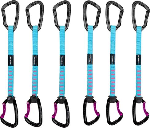 Trango Reaction World Cup Quickdraw - Wiregate Sport Climbing Quickdraw لصالة الألعاب الرياضية وتسلق الصخور في الهواء الطلق مع عظمة دوج عريضة لسهولة القص، 15-100 سم، مفردة و6 عبوات in Kuwait