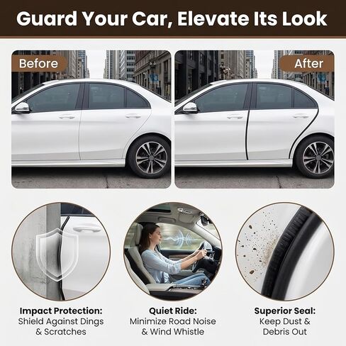 Car Door Edge Guards Black - 16.5Ft(5M) Car Door Protector Fits Most Vehicles,Provides Edge Trim and Paint Protection for Trucks,Suvs,Sedans,No Adhesive Required,Fade Resistant,Easy to Cut in Saudi Arabia