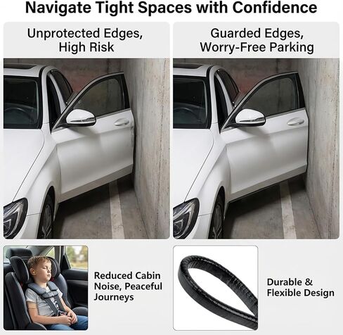 Car Door Edge Guards Black - 16.5Ft(5M) Car Door Protector Fits Most Vehicles,Provides Edge Trim and Paint Protection for Trucks,Suvs,Sedans,No Adhesive Required,Fade Resistant,Easy to Cut in Saudi Arabia