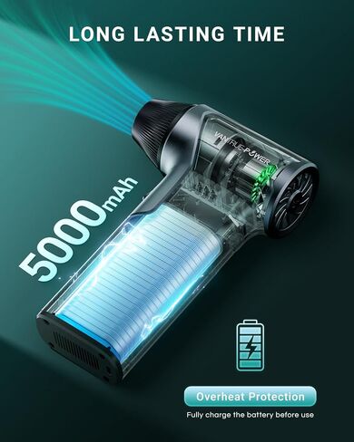 منفضة هواء مضغوطة T150 - 110000 دورة في الدقيقة، منفاخ هواء كهربائي فائق القوة، منفاخ صغير قابل للتعديل بثلاث سرعات مع شحن سريع، منفاخ غبار للكمبيوتر ولوحة المفاتيح والمنزل والخارج والتكييف والسيارة in Kuwait