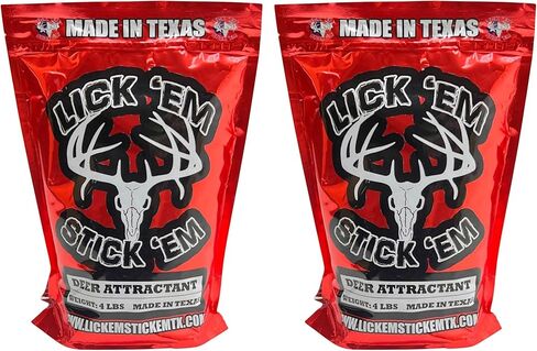 Lick'Em Stick'Em Deer جذاب | مسحوق طبيعي طويل الأمد للصيد وتتبع الحياة البرية على مدار العام | إغراء الغزلان الغني بالمغذيات | حقيبة 4 رطل in Saudi Arabia