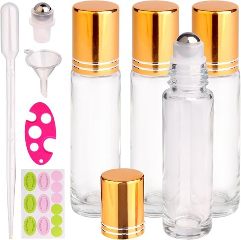 inice 12 Pack charler bottles stseral rowler زجاجات زجاجية صافية 10 مل لفة من الفولاذ المقاوم للصدأ على قبعة معدنية للكرة للرعاية اليومية in Kuwait