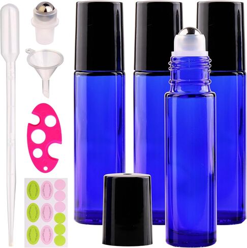 inice 12 Pack charler bottles stseral rowler زجاجات زجاجية صافية 10 مل لفة من الفولاذ المقاوم للصدأ على قبعة معدنية للكرة للرعاية اليومية in Kuwait