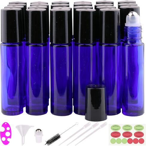 inice 12 Pack charler bottles stseral rowler زجاجات زجاجية صافية 10 مل لفة من الفولاذ المقاوم للصدأ على قبعة معدنية للكرة للرعاية اليومية in Kuwait