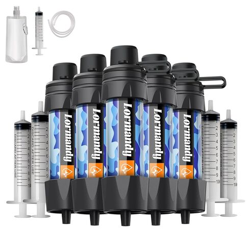 قش فلتر مياه في حالات الطوارئ، نظام تنقية مياه النجاة الشخصي، منقي المياه، معدات النجاة في الهواء الطلق ومعدات للتنزه سيرًا على الأقدام والتخييم وركوب الدراجات والصيد (3 قطع) in Kuwait