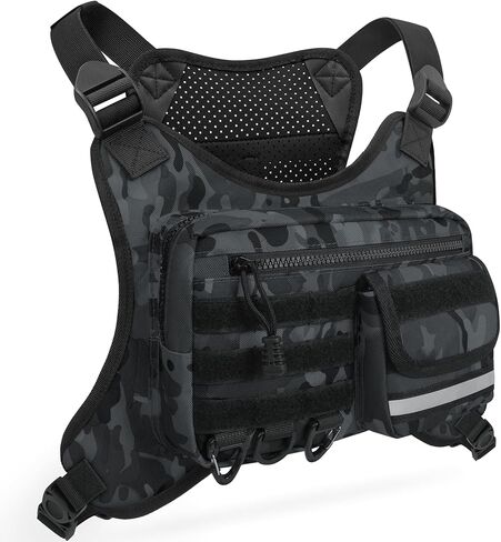 Chest Bag for Men Women, Outdoor Sports Running Vest Bag, Chest Pack for Running, Cycling, Hiking, Workouts, Traveling -Deep Black in Saudi Arabia