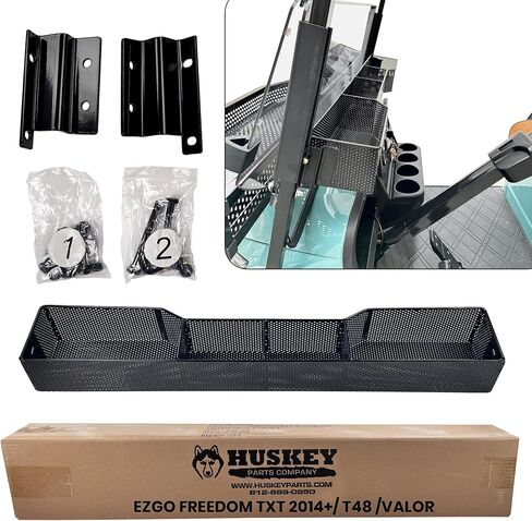 Huskey Golf Cart Front Basket Storage Basket Dash Basket Compatible W/EZGO TXT/RXV,Club Car DS (2000.5+) Precedent/Tempo/Onward,Yamaha G29 Drive2 2007+ One Piece Solid Design & Larger Compartments in Saudi Arabia