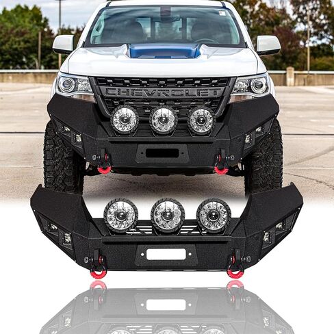 لعام 2015-2022 Chevy Colorado （Not Fit ZR2 Models） المصد الأمامي الصلب مع صفيحة وينش الأضواء （الملمس الأسود） in Kuwait