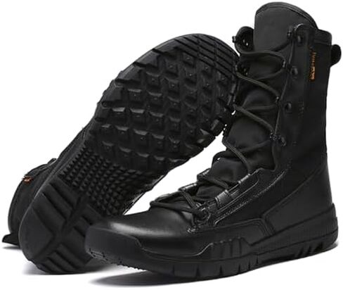 Men's Leather High Top Lace Up Military Tactical Boots 8 Inches Lightweight Combat Boots Durable Work Desert Army Jungle Booties in Saudi Arabia