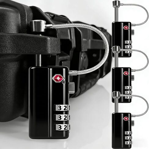 قفل حافظة مسدس لافينلين مطور - مقبض معدني قابل للتعديل، أقفال آمنة للبندقية معتمدة من إدارة أمن المواصلات الأمريكية، أقفال مسدس كابل عالية الأمان، أقفال رمز آمنة لحافظة المسدس، حافظة الأسلحة النارية، صندوق الأدوات، أمتعة السفر، فضي -2P in Kuwait