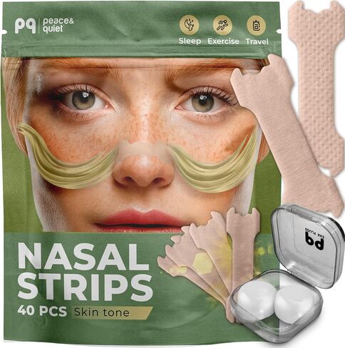 Peace&Quiet PQ 40 Nasal Strips for Snoring, Nasal Stripes for Sports & Sleeping - Nose Strips for Congestion Relief, Snore Reducing Aids - Improve Sleep, Reduce Snoring | Transparent in Kuwait