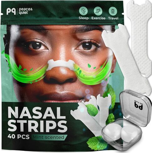 Peace&Quiet PQ 40 Nasal Strips for Snoring, Nasal Stripes for Sports & Sleeping - Nose Strips for Congestion Relief, Snore Reducing Aids - Improve Sleep, Reduce Snoring | Transparent in Kuwait