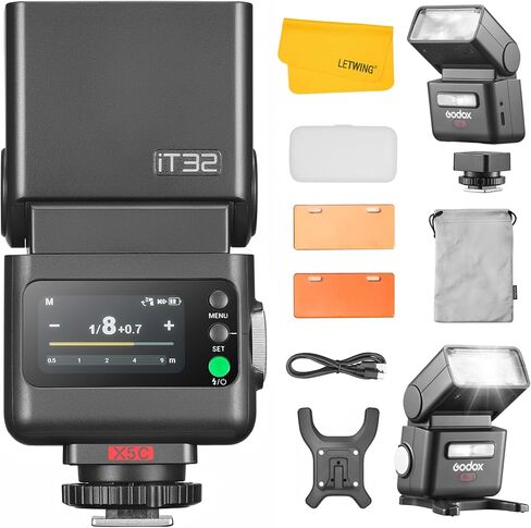 GODOX IT32 TTL Camera Flash with X5F Wireless Flash Trigger for FUJI, 2.4G Wireless Flash HSS 1/8000s, Built-in Receiver & Lithium Battery, 510 Full Power Flashes, LED Modeling Light, Magnetic Hotshoe in Saudi Arabia