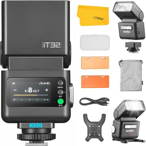GODOX IT32 TTL Camera Flash with X5F Wireless Flash Trigger for FUJI, 2.4G Wireless Flash HSS 1/8000s, Built-in Receiver & Lithium Battery, 510 Full Power Flashes, LED Modeling Light, Magnetic Hotshoe in Saudi Arabia