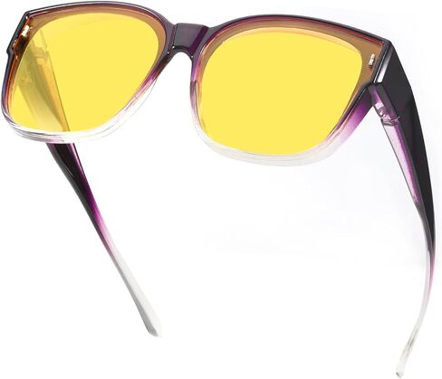 نظارات Myiaur Fit Over Night Vision للنساء والرجال، نظارات القيادة الليلية المستقطبة مع عدسة صفراء مضادة للوهج للحماية من الأشعة فوق البنفسجية in Kuwait