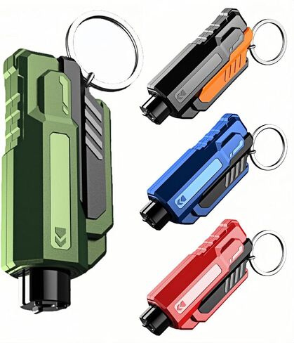 Window Breaker and Seatbelt Cutter Keychain,2 in 1 Car Safety Hammer Glass Break Under Water,Emergency Window Punch Escape Tool for Vehicle (3, redgreenorange) in Kuwait